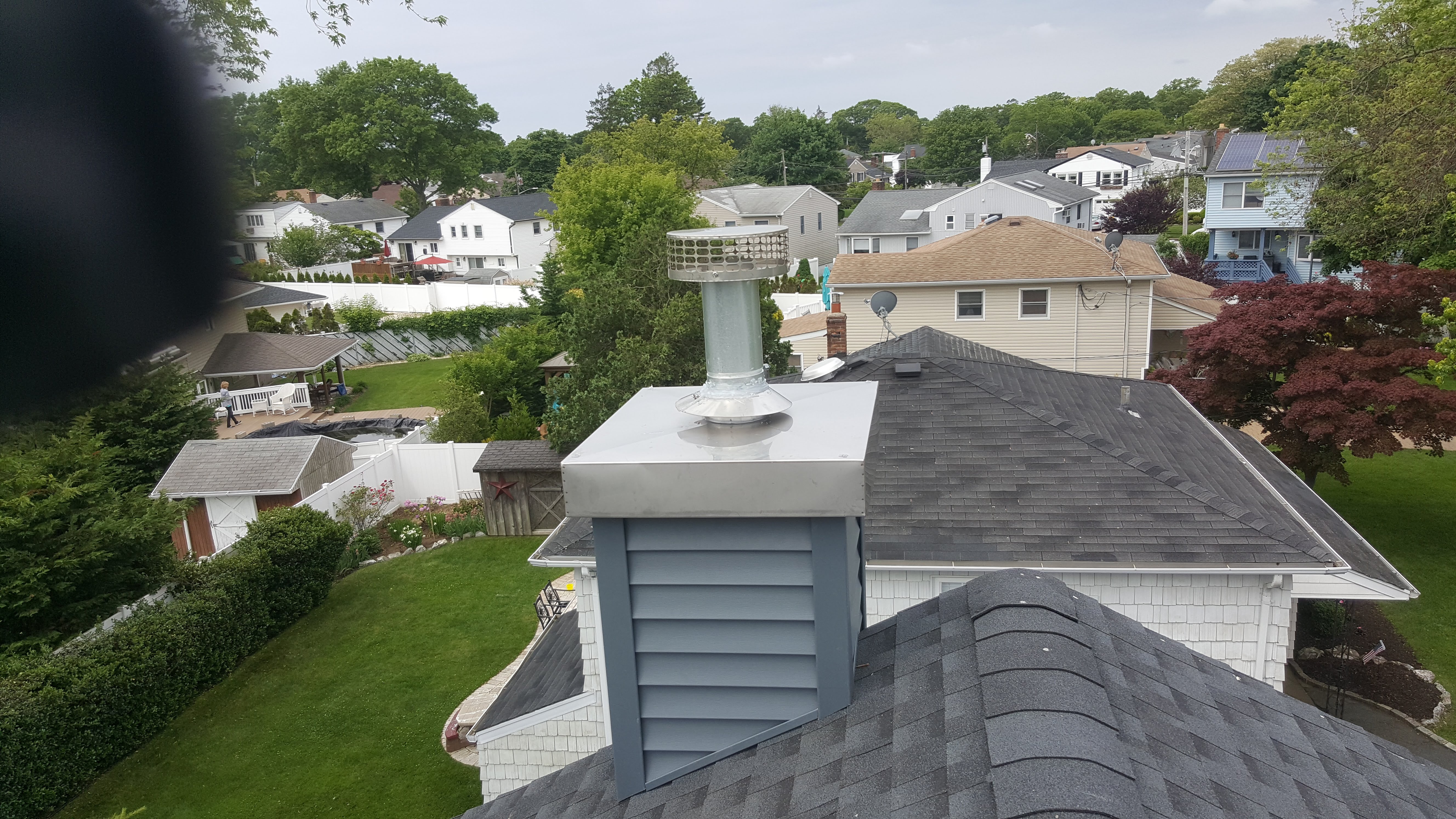 Complete chimney crown rebuild and waterproofing in Bayville, New York